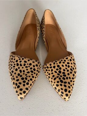 J. Crew Leopard Print Pointed D'Orsay Flats in Tan and Black